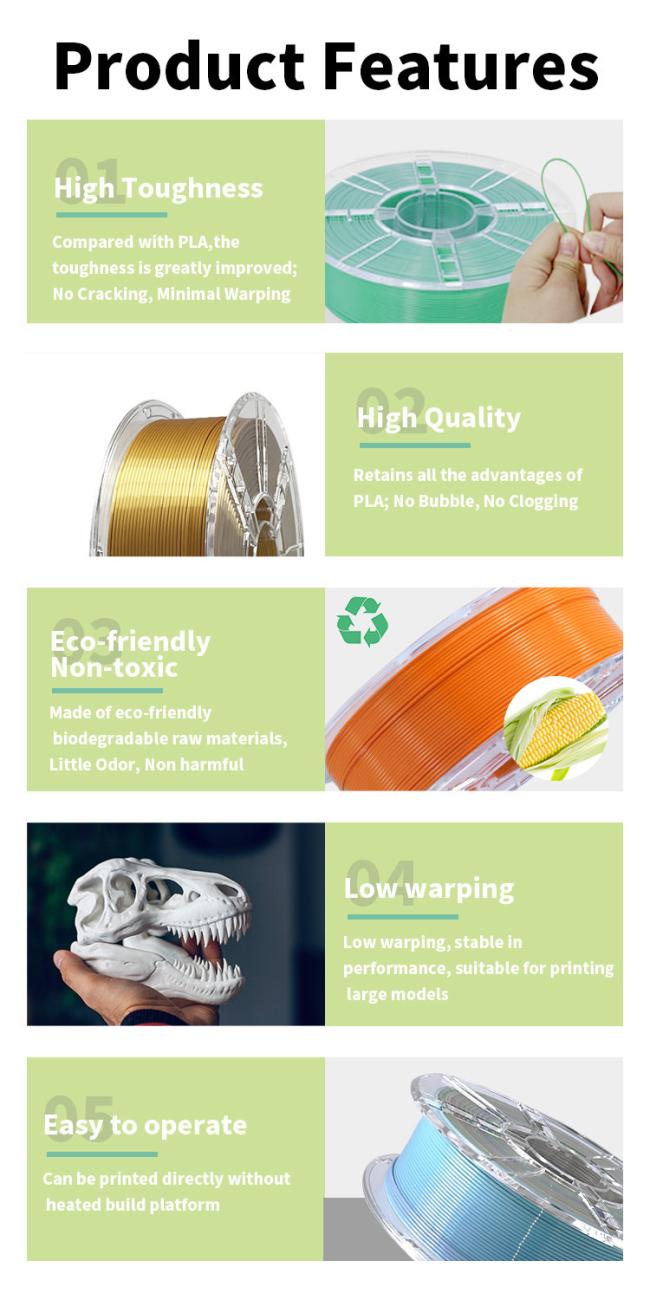 3D Printer Filament Diameter 1.75mm 18 Colors Silk Gold PLA