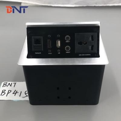 China Aluminum alloy tabletop hydraulic pop up power socket with network ports for sale