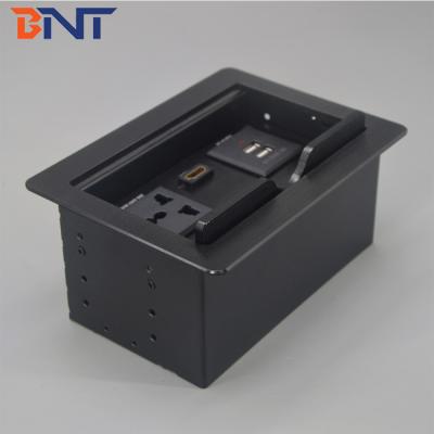 China Office room aluminum universal power plug multimedia table socket outlet with slip cover for sale