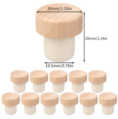 China Glass Bottle Non Spill Wood Cork Polymer Stopper With Customized Logo for sale