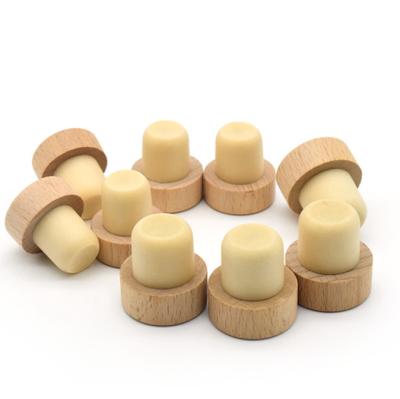 China Wine Bottle Stopper Aluminum Cap Synthetic Cork Wooden Synthetic Bar Top Cork for sale