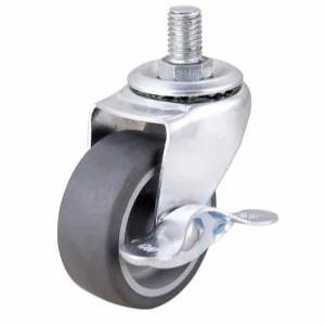 China Small Thread screw Grey Themoplastic rubber caster with side brake,  2
