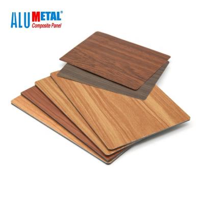 China 5mm AA3003 Wooden Aluminum Composite Panel 4x8 Sheets Mirror Surface for sale