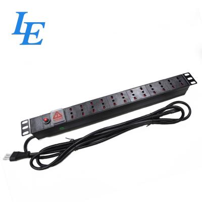 China Italy Style Rack Mount Pdu , Rated Current 16A Rack Power Strip 2M Cable Length for sale