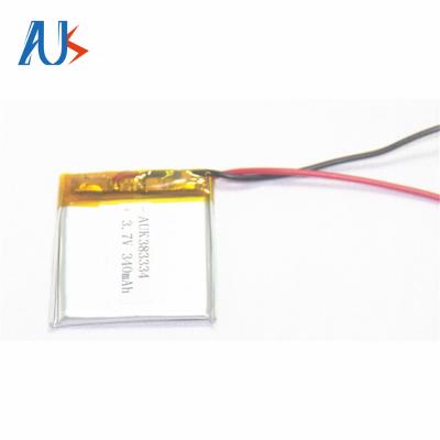 China 3.7V 340mAh Lithium Polymer Battery 383334 Lithium Ion Batteries for sale