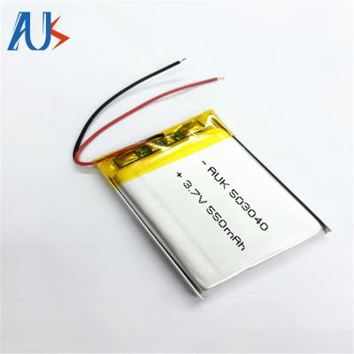 China AUK 3.7V 550mAh LiPo Battery Custom 503040 Battery Cell Rechargeable for sale