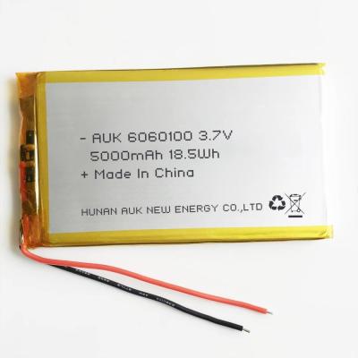 China Silver Li Ion Lithium Battery 3.7V 5000Mah Rechargeable 6060100 for sale