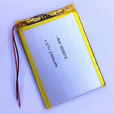 China ODM Safe Rechargeable LiPo Battery 2450mAh 3.7V Lightweight 355878 for sale