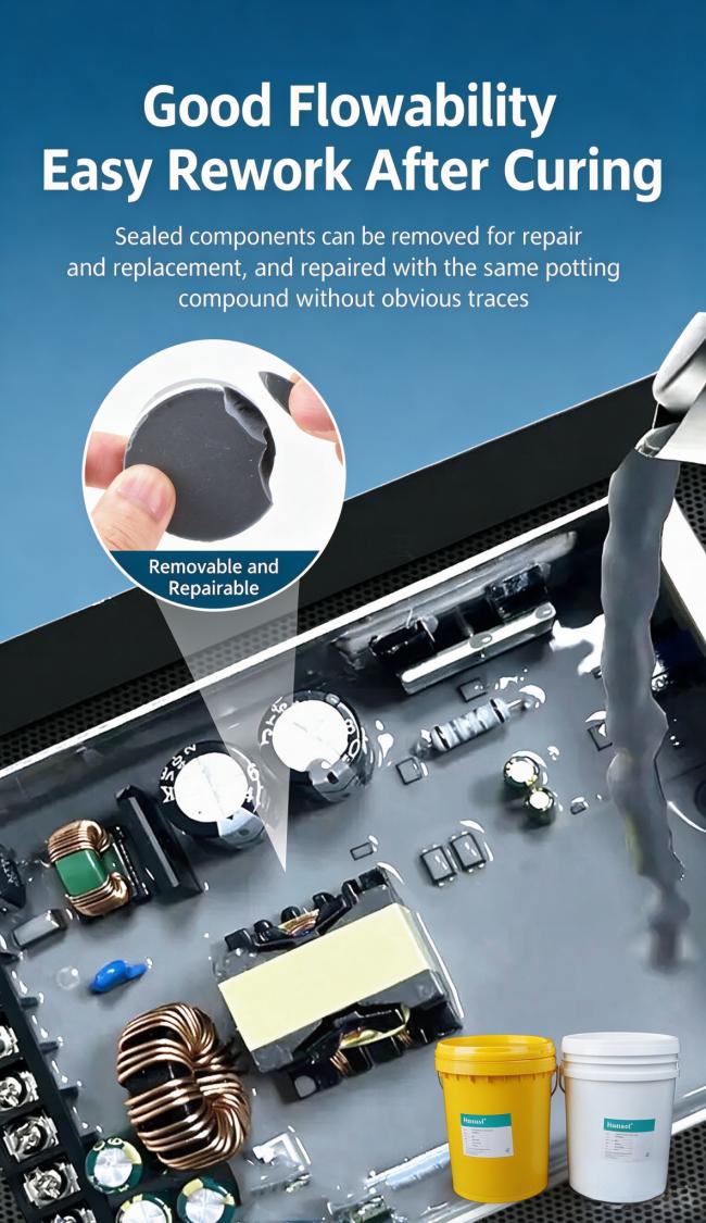 Thermally conductive potting compound application