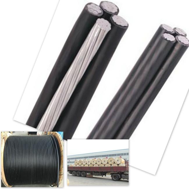 High Quality ABC Cable Duplex 6 AWG Insulated Bare Messenger Copper Aluminum Conductors PVC XLPE PE Insulations Overhead