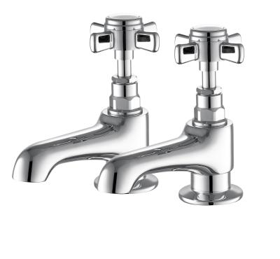 China Chrome Bathroom Mixer Taps Contemporary Style Brass Basin Taps Pair for sale