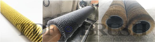 spiral wound roller brush available in sisal, abrasive wire and brass wire