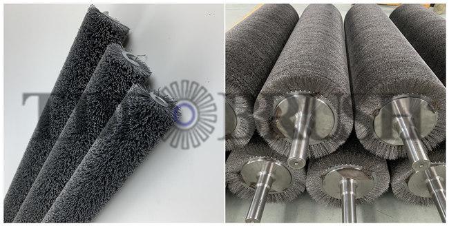 spiral wound roller brush available in abrasive wire and steel wire