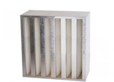 China High Air Flow Compact HVAC Air Filters V Bank Filter With Galvanized Iron Frame for sale