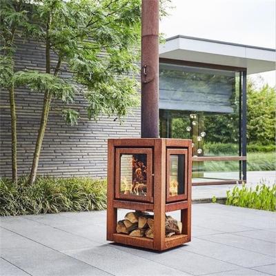 China Wood Burning Outdoor Metal Fireplace Corten Steel Stove For Patio Heaters for sale