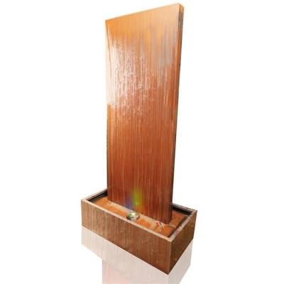 China Garden Corten Steel Vertical Wall Water Feature Fountain With LED Lights à venda