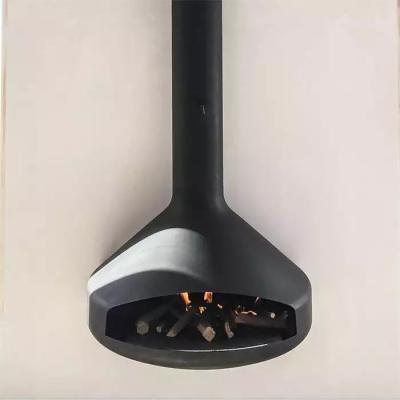 China Black Coated Indoor Heater Wall Mounted Wood Hanging Suspended Fireplace for sale