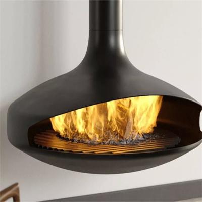 China 100cm Modern Wall Mounted Indoor Hanging Wood Burning Suspended Fireplace for sale