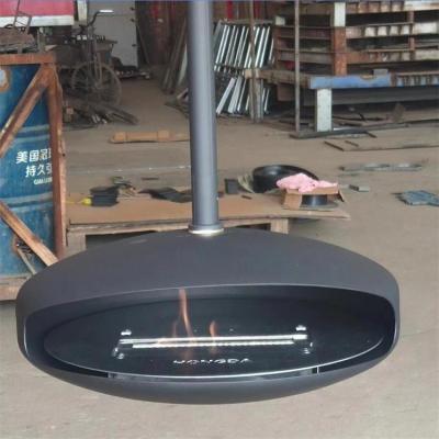 China 600mm Modern Black Roof Mounted Cocoon Hanging Suspended Ethanol Fireplace for sale