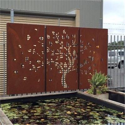 China Metal Garden Room Dividers Corten Steel Laser Cut Privacy Screen For Backyard for sale
