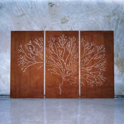 China Laser Cut Tree Of Life Design Metal Screen Corten Steel Decorative Panel for sale