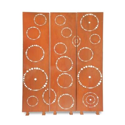 China Custom Decorative Oxy Shield Spiral Patterned Corten Steel Garden Screen Panel for sale