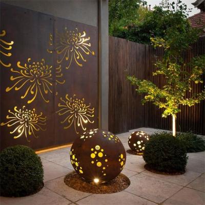 China Laser Cut Outdoor Waratah Decorative Screen Corten Steel Light Feature Panel for sale