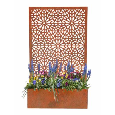 China Large Rectangular Corten Steel Decorative Panel and Planter Box For Garden for sale