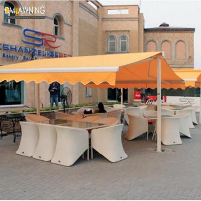 China Free Stand Double Side Waterproof Retractable Awning Hand Control Outdoor Retractable Awnings for sale
