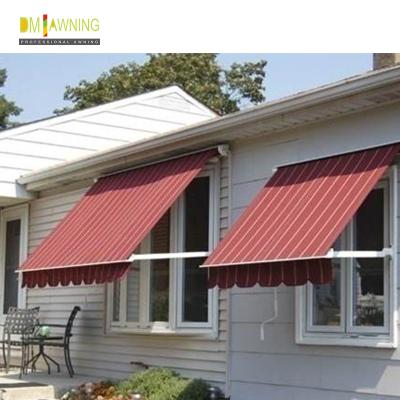 China Outdoor Aluminium Remote Control Patio Awning Heavy Duty Drop Arm Window Awnings for sale