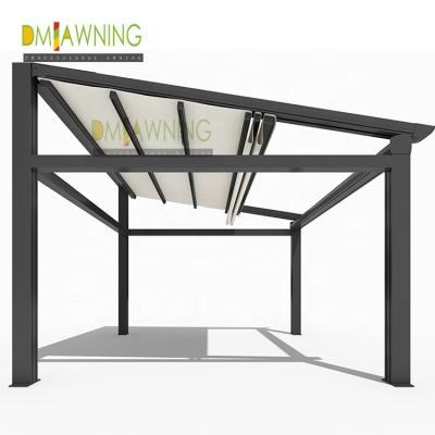 China Sunshade Pergola Awning Kits Patio Rain Cover Roof PVC With LED Lights for sale