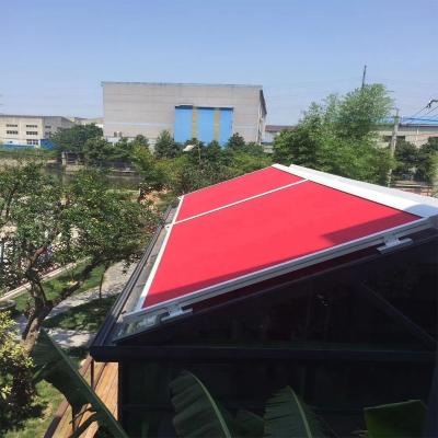 China Waterproof Balcony Retractable Roof Awning Remote Motor Control Aluminium Retractable Awning for sale