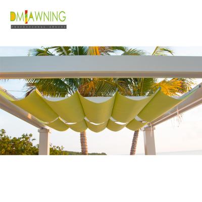 China Manually Retractable Sun Shade Sail Slide  Wire Canopy Pergola Kit 85% Uv Protecting for sale