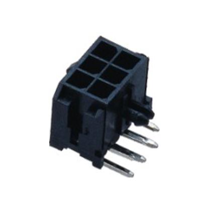 China Black Wire To Board Connector Right Angle  3.00mm 2*3P wire to pcb connectors for sale