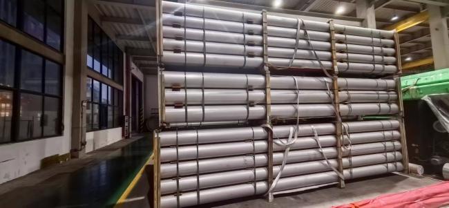 Stainless steel welded tubes in warehouse storage