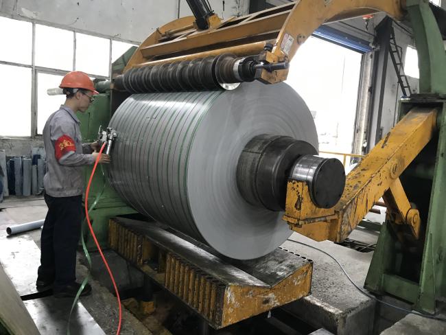 Stainless steel coil close-up view