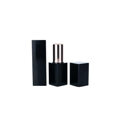 China Cosmetic Black Square Lip Balm Tubes Portable Plastic Lipstick Tube For Lip Care for sale