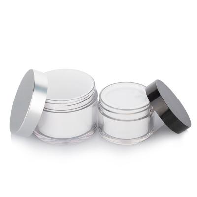 China 100g Double Layer Empty Face Cream Jars Plastic Customizable With Silver Lid for sale