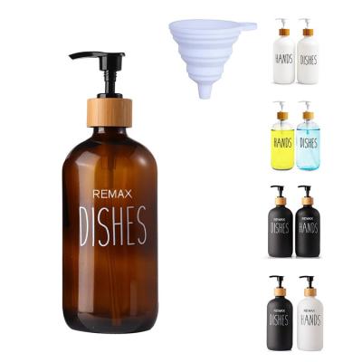 China 500ml Amber Glass Shampoo Bottle Eco-Friendly With Black Lotion Pump for sale
