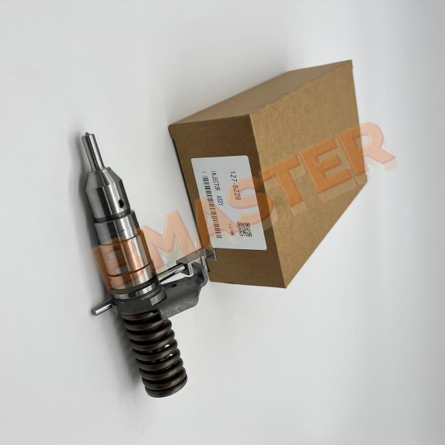Caterpillar 1278228 fuel injector side view displaying robust construction and fuel connections