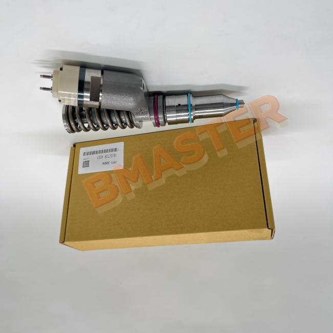 Caterpillar 1913004 fuel injector side view with detailed manufacturing specifications