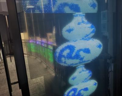 China P10 Transparent LED Display Screen Full Color High Brightness For Building Glass Window for sale
