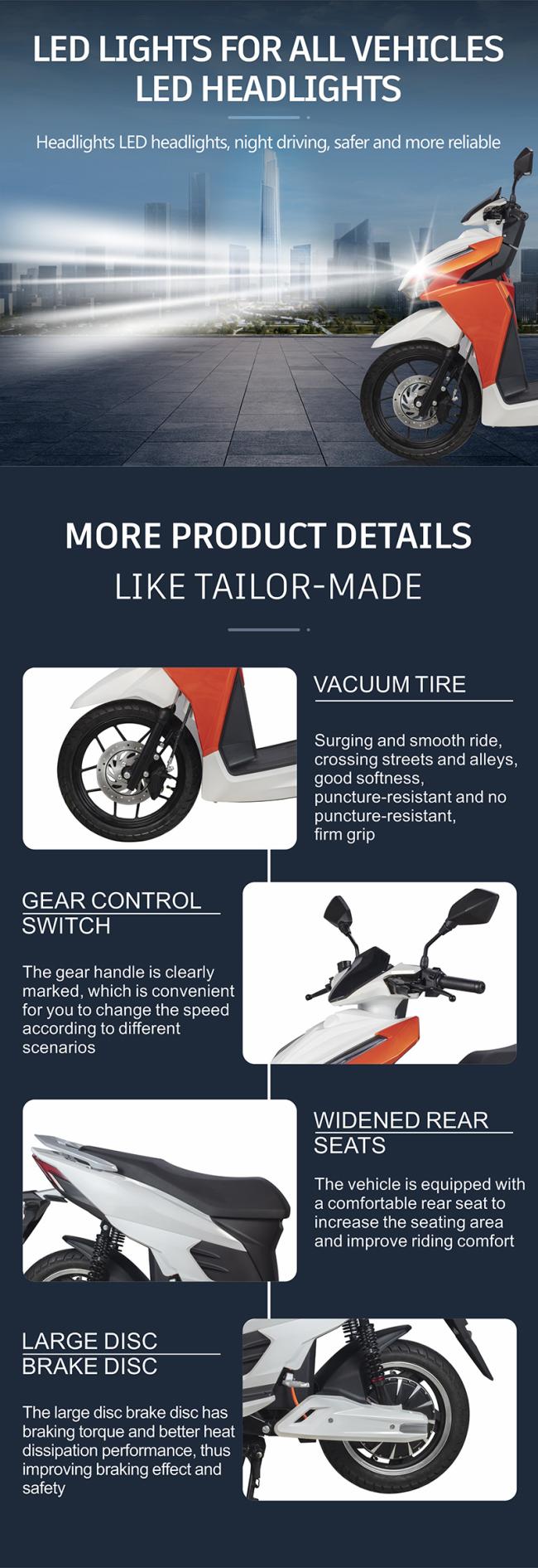 High-power 2000W electric motorcycle front view