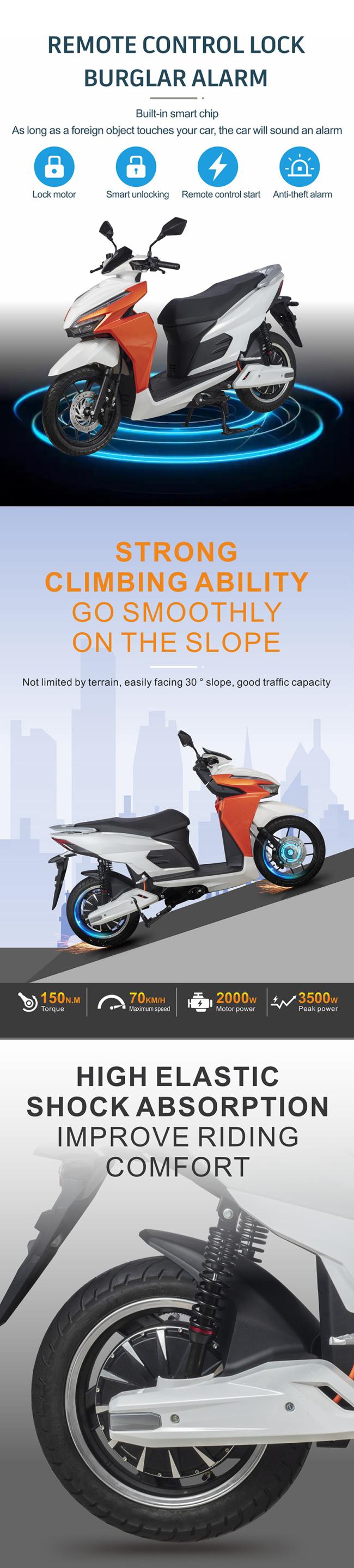 High-power 2000W electric motorcycle side view