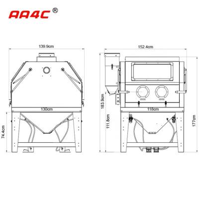 中国 sandblasterの頑丈な砂吹きのキャビネットを取除くAA4C 1200L Industrialのサンドブラスティングのキャビネットの錆   AA-SBC1200 販売のため