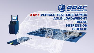 China AA4C 4 in1  vehicle test line  automotive inspection line  brake side slip axle load suspension tester for sale
