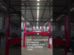 AA4C 4 Post car Parking lift auto storage system vehicles parking for 2 cars 2m high 3.5T capacity