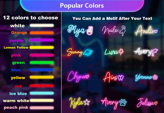 Neon Color Options