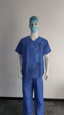 China Short Sleeve SMS Hospital Scrubs Suit Set Clothing Disposable Uniform Scrub Suit Nursing Scrubs for sale