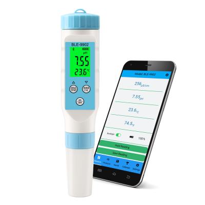 China Newest Popular Smart Blue Tooth pH EC Conductivity Meter Powered by YINMIK Mobile App BLE-9902 for sale